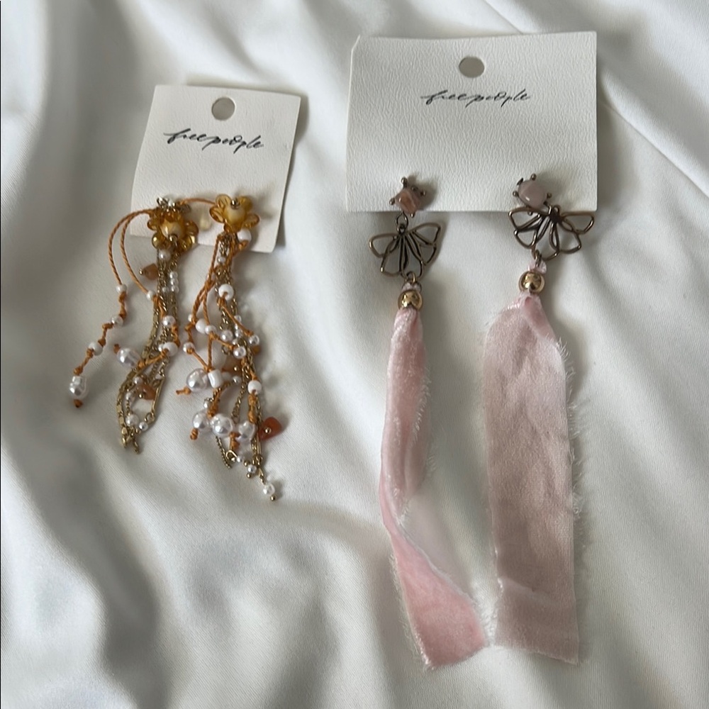 Free People Gold and Pink Earrings Set